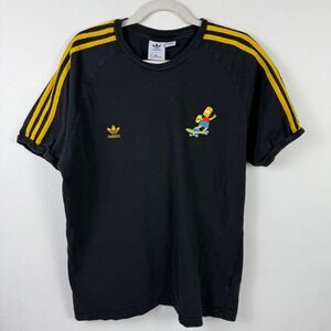 Adidas The Simpsons Bart Simpson Skateboard T-Shirt Mens XL Black Yellow Raglan